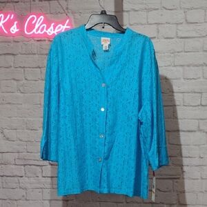 Ruby Rd Blue Lace Women's Plus Top